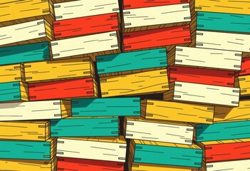 Aufkleber - Colorful wooden blocks stacked together, creating a vibrant pattern