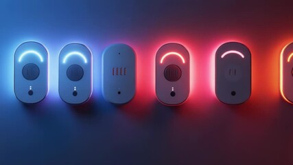 Aufkleber - Four different colored lights on a wall, a simple yet visually appealing design
