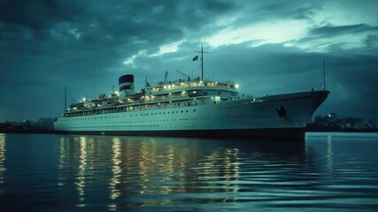 Poster - A large cruise ship sailing on calm waters, ideal for travel and leisure images