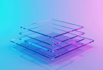 Fototapete - Colorful transparent layers stacked on a gradient background