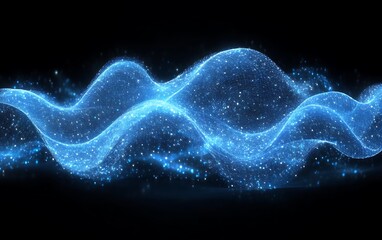 Wall Mural - Illuminated Blue Waves Representing Complex Data Visualization