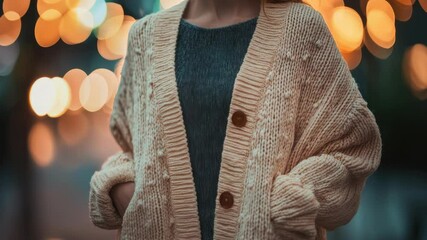 Poster - A woman wearing a sweater and a cardigan, casual outfit
