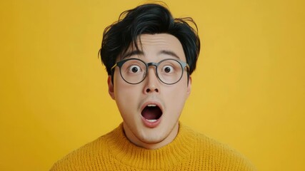 Poster - A man wearing glasses and a yellow sweater, great for everyday use or casual events
