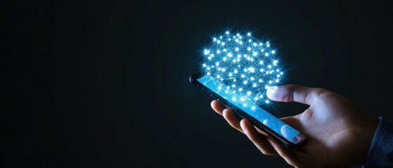 Poster - Global Network Connection:  Smartphone Displaying  Digital Connectivity
