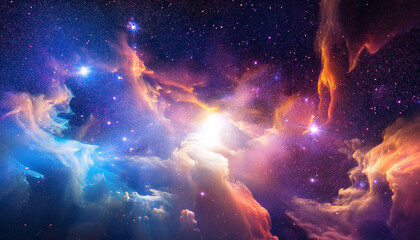 Wall Mural - cosmic background stardust and shining stars colorful nebula