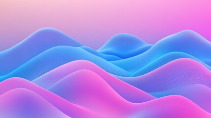 Poster - Abstract Dreamy Hills: A Symphony of Blue and Pink Hues