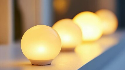 Poster - Row of light bulbs on a window sill, providing soft lighting