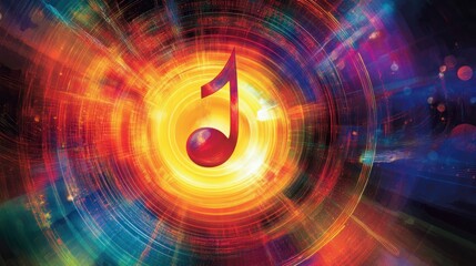 Poster - Abstract music note on vibrant colorful background