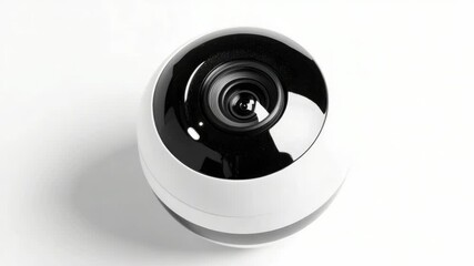 Poster - A white camera perched on a table, ready for use