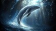 © Vanjava - Magical whale leaping from ocean depths, backlit by sunlight.