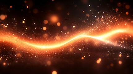 Wall Mural - A Glowing Orange Particle Stream Winding Through a Dark Space