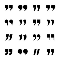 Fototapete - Inverted Commas set in black color. Set of quotation mark for text, symmetry, quote, speech bubble, and shayari icon elements collection vector illustration.