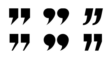 Fototapete - Inverted Commas vector icon set in black color. Set of quotation mark for text, symmetry, quote, speech bubble.