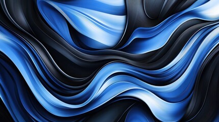 Poster - blue and black abstract flowing dynamic waves vector background illustration , no logos, no brands