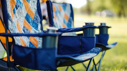 Poster - A pair of lawn chairs situated on a vibrant grassy area