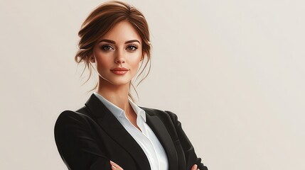 Poster - Business woman isolated. Illustration AI Generative.