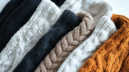 Poster - A collection of colorful yarns in a neat pile, perfect for crafting and DIY projects
