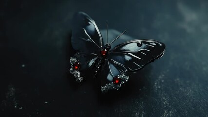 Poster - A close-up view of a butterfly perched on a table