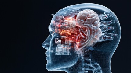 Leinwandbilder - A brain with a lot of wires coming out of it