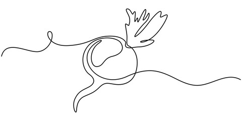 Poster - Continuous one line drawing of beetroot vegetable. Beetroot single line art vector illustration. Editable vector, Simple beetroot design in continuous line art drawing style. Grow beet plant minimal.