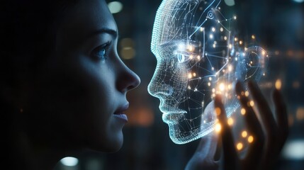 Poster - Close-up of a consultant discussing ai technology applications with a client focusing on business transformation