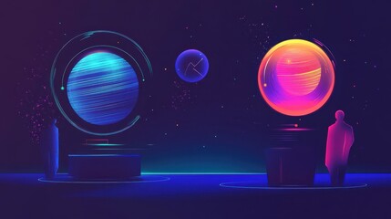 Poster - World technology progress and modern innovations. Augmented intelligence, artificial intelligence, technological singularity metaphors. Vector isolated concept metaphor illustrations. illustration , 