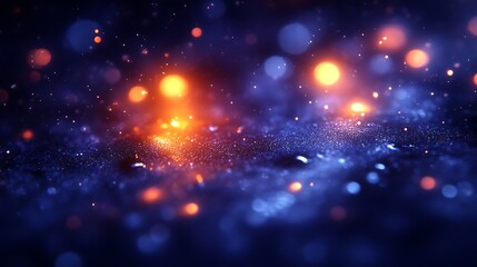 Wall Mural - Glowing bokeh lights and floating sparks in a dark ethereal space