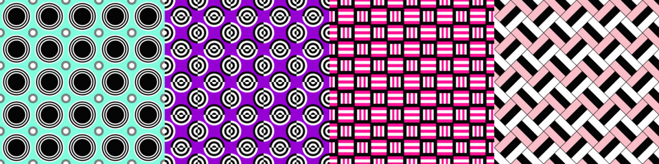 Poster - Seamless geometric threetone pattern set