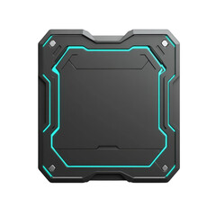 Poster - Futuristic black frame with blue light accents isolated on white background