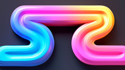 Fototapete - Abstract Neon Brushstroke Creature Shape
