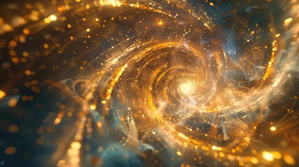 Poster - abstract of particles glowing vivid light with fractal style effect. futuristic style vortex scene a