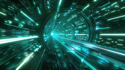 Poster - abstract of vibrant line light with digital style effect in futuristic portal style scene with vivid