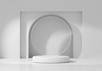 Poster - Minimal Modern White Podium Platform For Product Display Showcase 3D Rendering	
