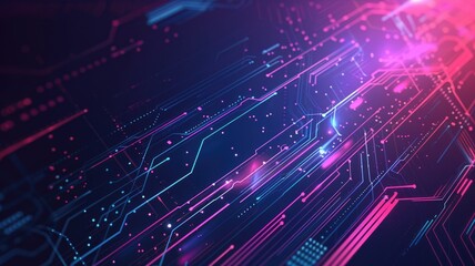 Poster - abstract digital shape or line of technological cyber style particle design connect in surreal elect