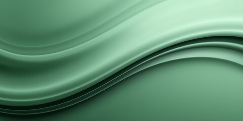 Poster - A soft green abstract background with flowing curves and gentle shadows creating depth effect