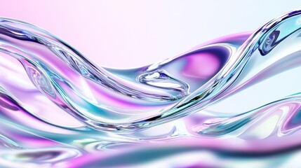 Poster - Flowing iridescent liquid abstract background pastel colors design