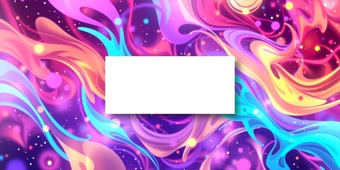 Poster - Abstract swirl background with vibrant colors and a white rectangle in the center area