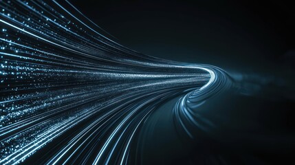 Poster - Glowing blue lines abstract tunnel digital technology futuristic concept