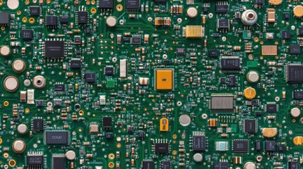 Poster - Intricate circuit board electronic components closeup