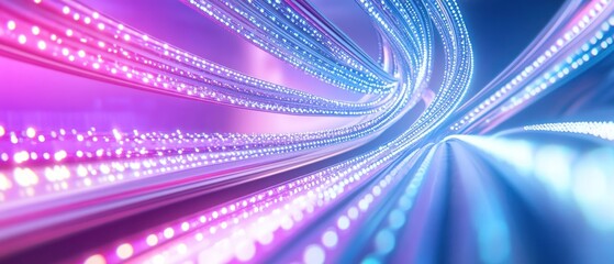 Poster - Glowing pink and blue abstract light lines background