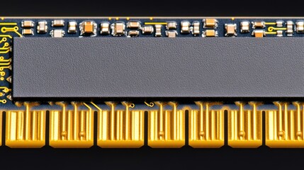 Poster - Computer memory module closeup gold connectors and circuitry details