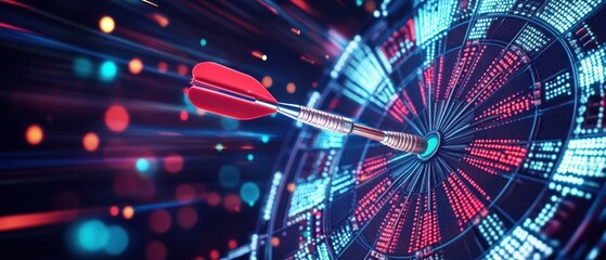 Poster - Digital dartboard success accuracy and precise goal achievement