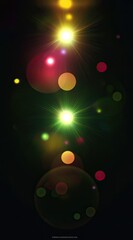 Poster - Abstract light bursts and bokeh circles on a dark background