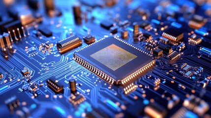 Poster - Circuit board central processor intricate technology closeup