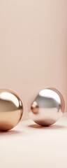 Poster - Two Metallic Spheres Against a Light Pink Background