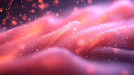 Wall Mural - Abstract image of flowing pink and orange sparkling waves