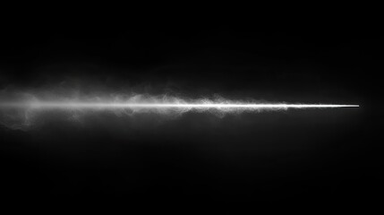 Poster - Abstract, light streak,  vapor trail.  A horizontal,  white,  foggy  line  against a black background