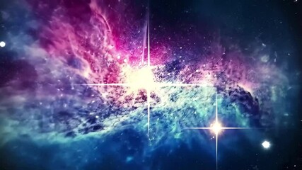 Poster - Stunning galaxy nebula with colorful stars twinkling in the vastness of space, Galaxy Nebula background moving stars space background