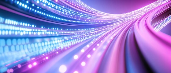 Poster - Abstract flowing lines with glowing lights futuristic technology background