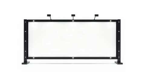 Poster - Isolated blank billboard with black frame and spotlights on a white background studio shot